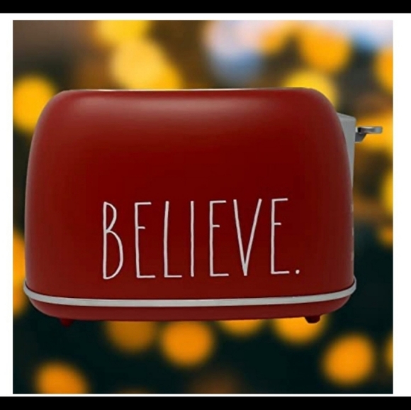 Rae Dunn 2-Slice Toaster "Believe" Rounded Retro Red Stainless Holiday Christmas - Picture 2 of 11
